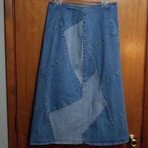 Christopher&Banks retro patchy jean skirt